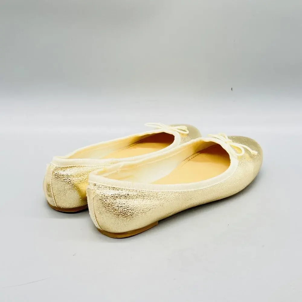 Crewcuts by J Crew Shoes Girls 13 Gold Ballet Flats Bow Slip On Dress Casual